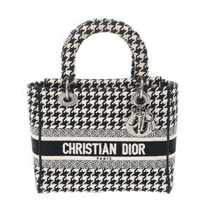 CHRISTIAN DIOR LADY LITE Black Houndstooth Handbag